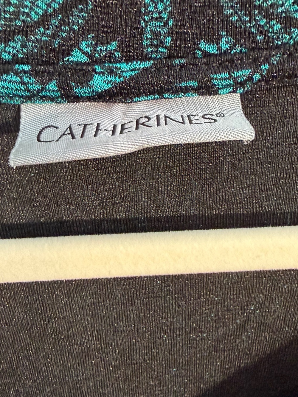 Catherines Teal and Black Damask Long-Sleeve Tunic - Picture 4 of 6